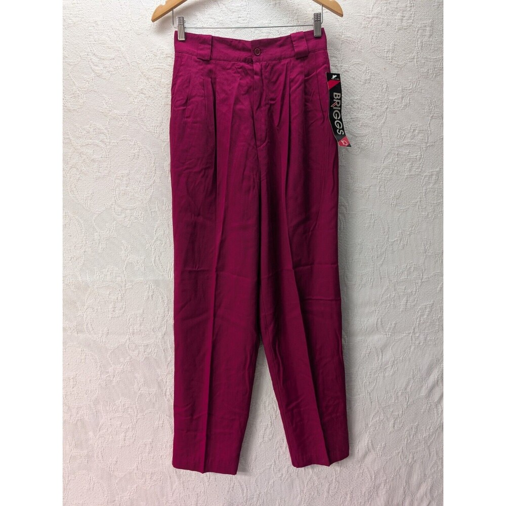Briggs New York Tapered Pleated Maroon Trouser Pants 10 Bright Work 90s Classic